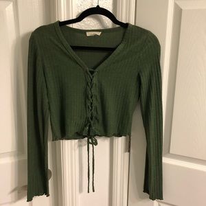 PacSun Long Sleeve Green Crop Top
